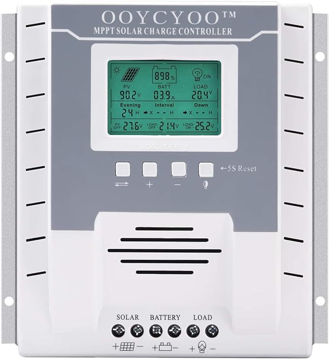 MPPT Charge Controller 60 amp 12V/24V Auto, 60A Solar Panel Charge Regulator with Blacklight LCD
