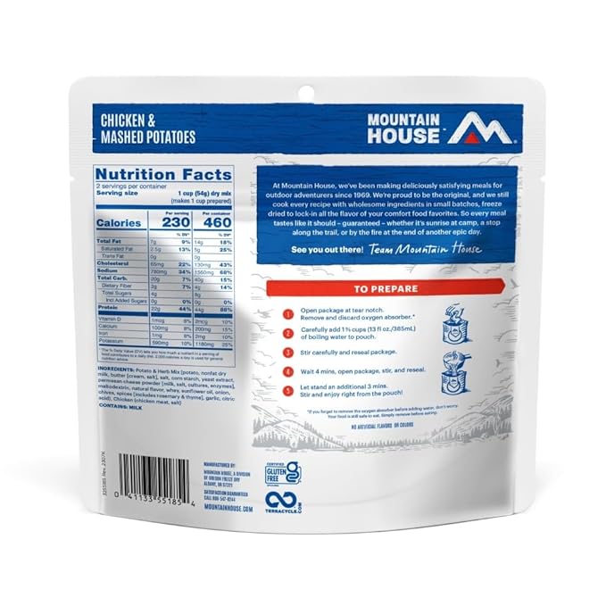Mountain House GlutenFree Chicken & Mashed Potatoes FreezeDried Food for Camping, 12 Servings