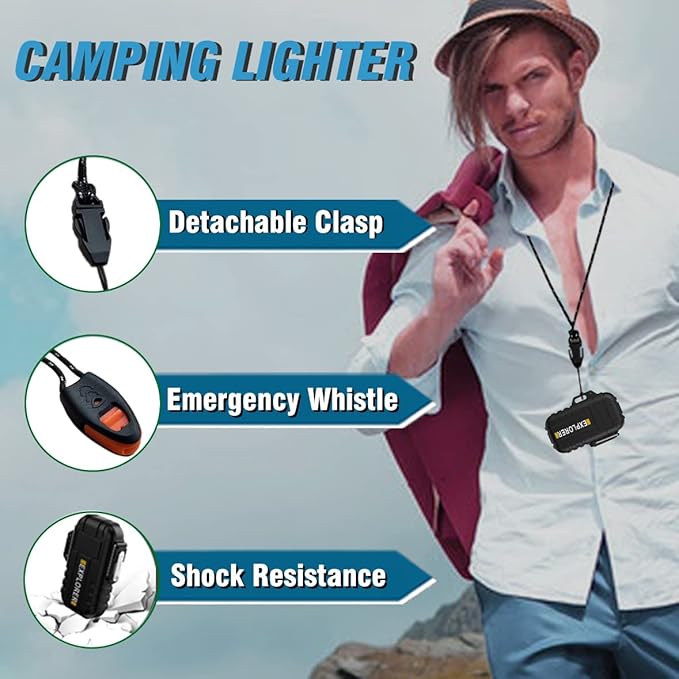 Waterproof Butane Torch Lighter Refillable Windproof Jet Flame Lighters for Fireplace Fireworks