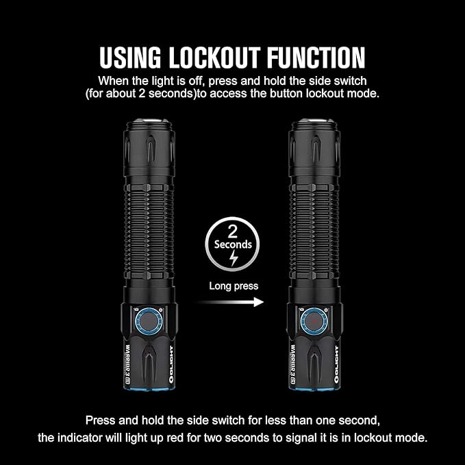 OLIGHT Warrior 3S 2300 Lumens Rechargeable Tactical Flashlight, Compact Dual-Switches LED Bright
