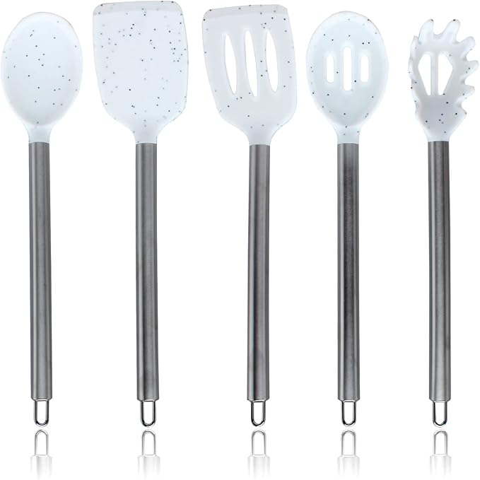 COOK WITH COLOR Silicone Cooking Utensils, Kitchen Utensil Set, Easy to Clean Silicone Kitchen