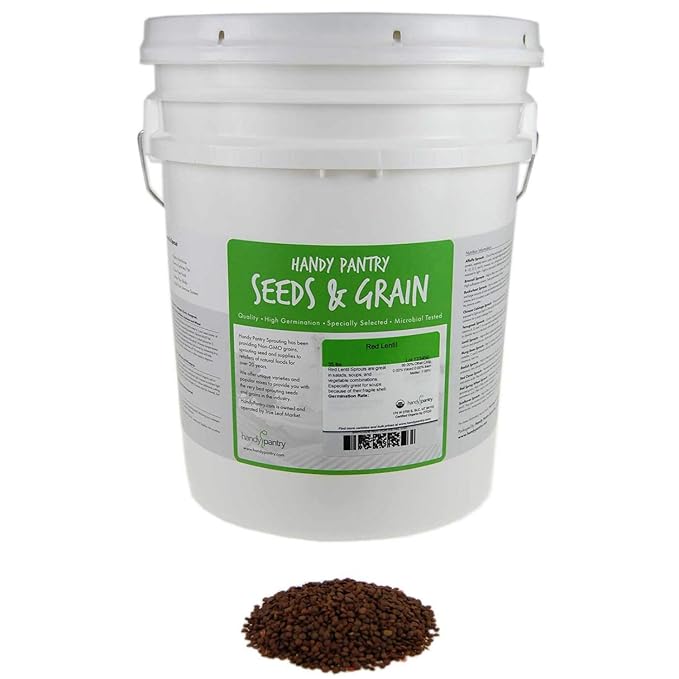 Organic Red Lentil Sprouting Seeds -35 Lbs - Handy Pantry Brand - Red Lentils- Perfect for Garden