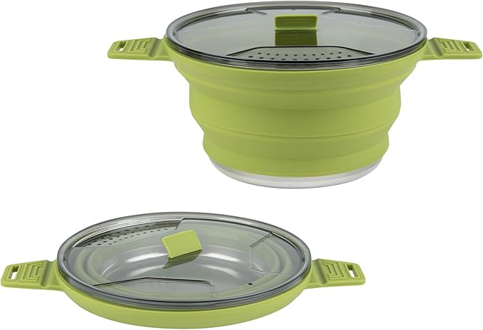 Restaurantware-Hi Tek 2.5 Liter Collapsible Camping Pot, 1 Portable Cook Pot - With Lid, Stainless
