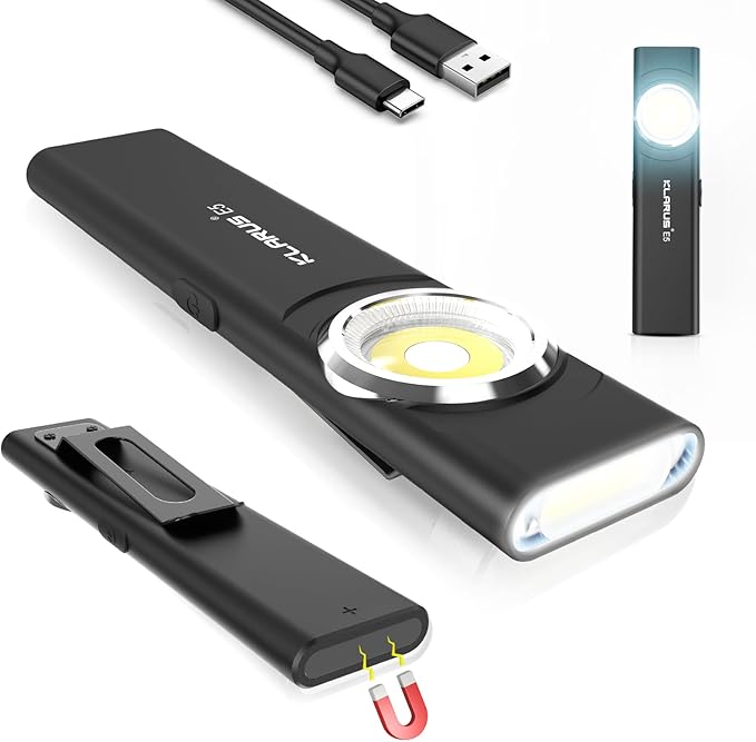 klarus E5 Pocket Flashlight, Rechargeable EDC Flashlight, Super Slim 4.2x1x0.3inch, 600 Lumens