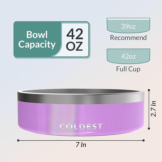 Coldest Dog Bowl - Anti Rust Metal, Non Slip, 3 Layers Insulated Stainless Steel Dog Bowls - Spill