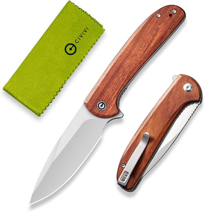 CIVIVI Primitrox Folding Knife for EDC, Flipper Pocket Knife with 3.48" Nitro-V Blade Wood Handle