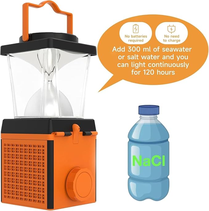Environmentally Conscious Lighting, Saltwater Camping Lantern - Survival & Emergency Outdoor Ligh