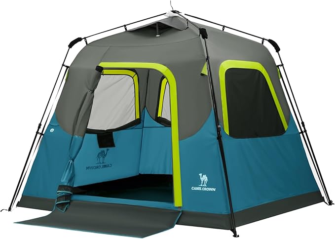 CAMEL CROWN Instant Tents for Camping 4-6 Person Tent Waterproof Easy Setup Sets Up in 60 Seconds