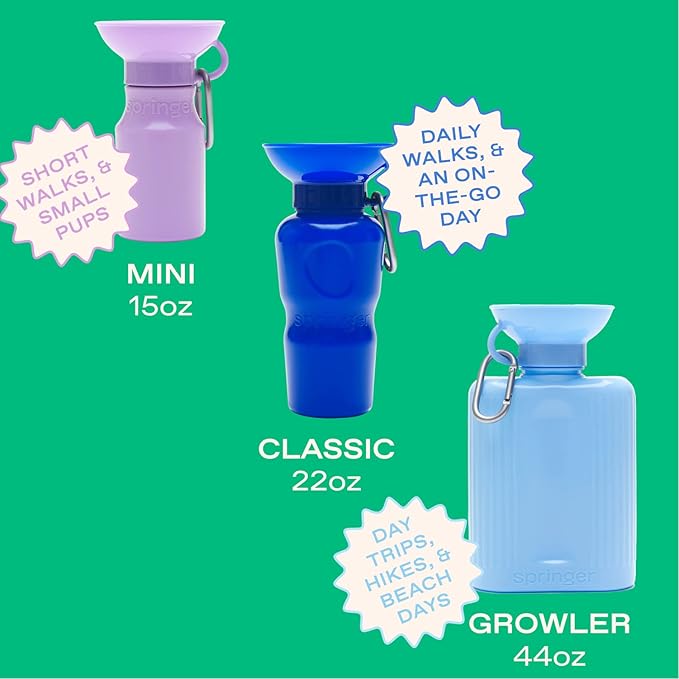 Springer Dog Water Bottle | Portable Travel Water Bottle Dispenser for Dogs | Dog Gift Seen on