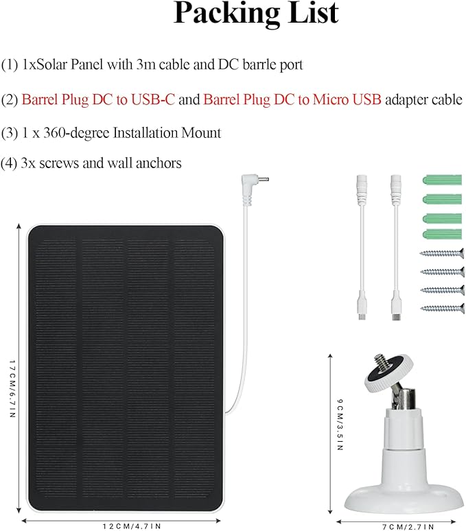 5W Solar Panels for Security Cameras - Compatible with Ring Spotlight Cam(Battery), Ring Stick Up