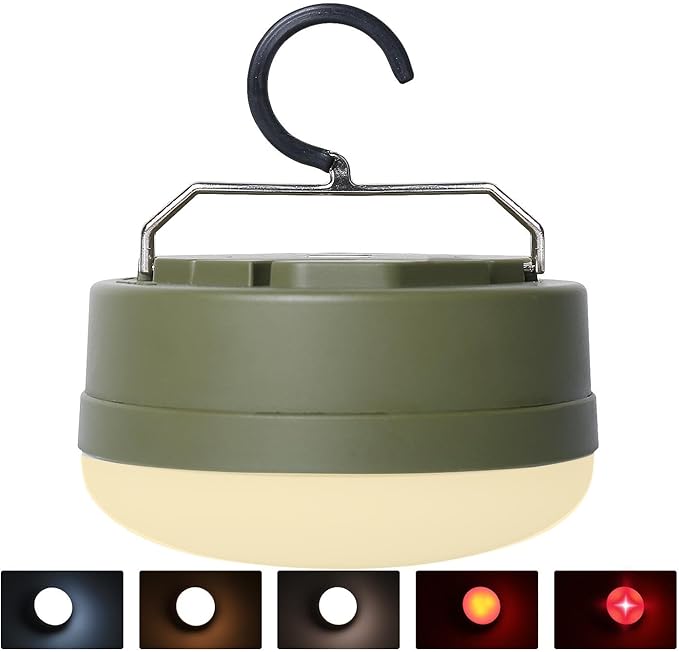 LED Camping Light,4Modes Portable AA Battery Powered Hanging Tent Lantern with Magnetic Base and