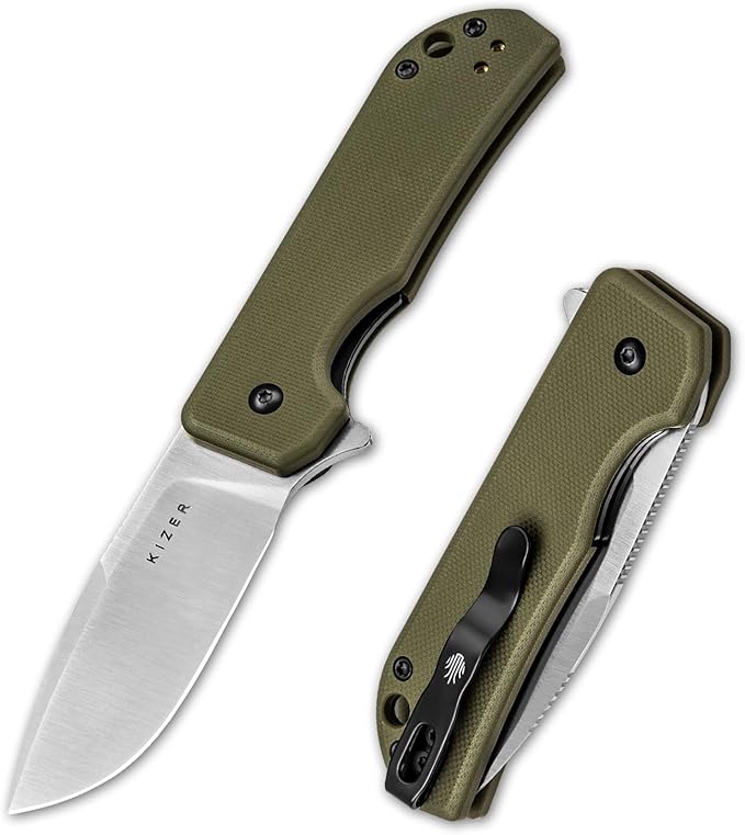 Kizer Nice Guy Pocket Folding Knife, 2.84??D2 Steel Blade knives, G10 Handle Small EDC Knife, Liner