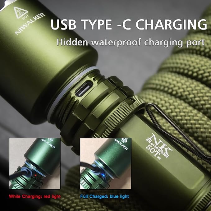N50t V2 Rechargeable LED Flashlights High Lumen, 2,300 Lumens, Long Throw Tactical Flashlight Super