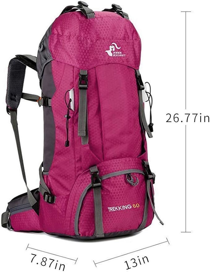 Bseash 60L Waterproof Hiking Camping Backpack with Rain Cover, Large Outdoor Sport Travel Daypack