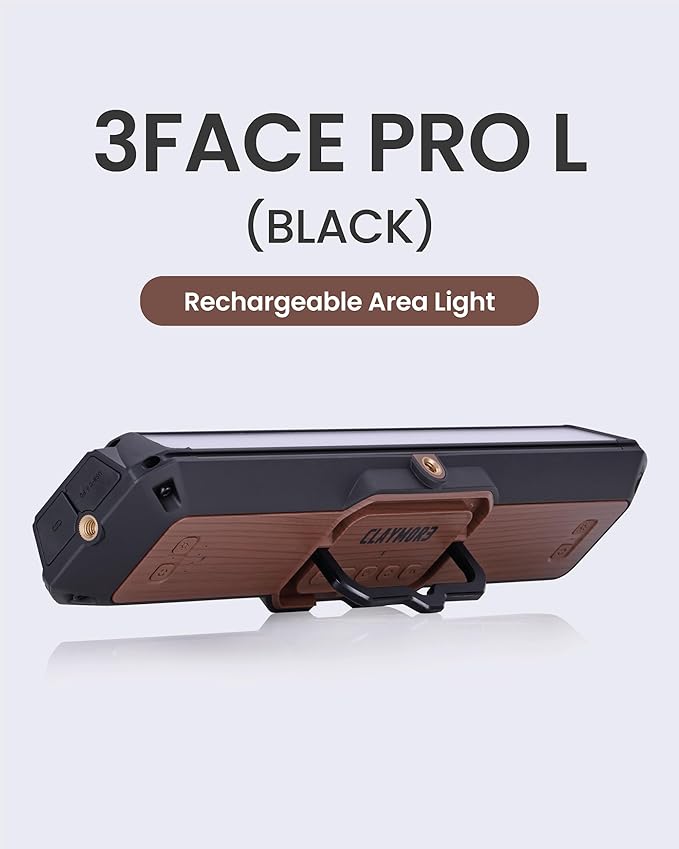Claymore 3Face Pro L (Black) - Rechargeable Surface Area Camping Light for Trucks, Overlanding