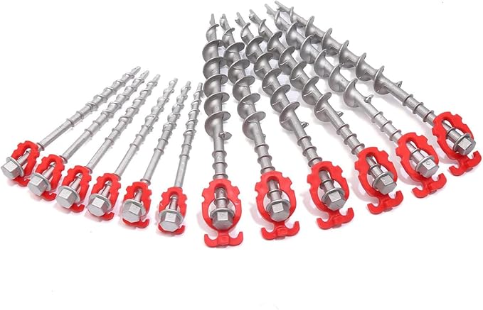 12 Pcs Aluminum Ground Anchors, Non-Rust Cast Tent Stakes Heavy Duty Metal Tent Stakes Pegs Ideal