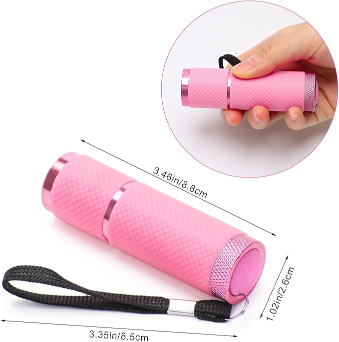 AHIER 9 LED Glow in Dark Flashlights, Rubber Coated Small Flashlights with Straps, Portable Handy