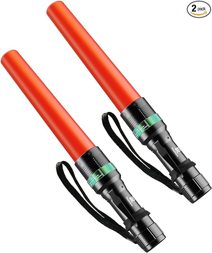 RoadHero 2 Pack Traffic Wand,11 Inch Flashlight Led Traffic Control Baton, Small Orange Safety