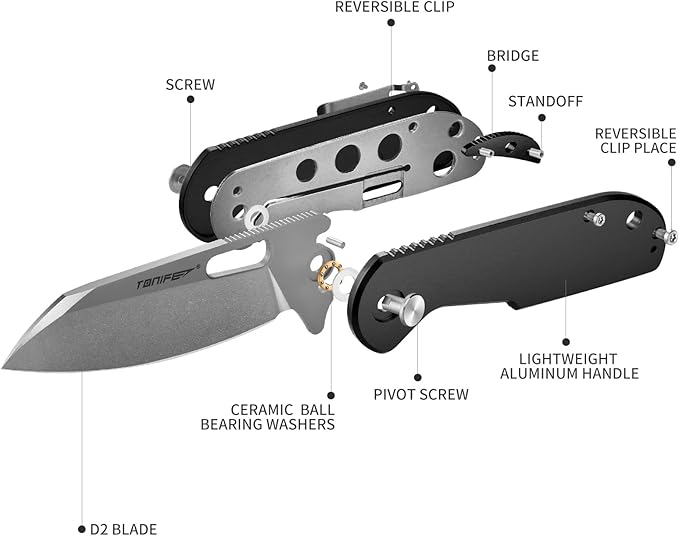 TONIFE Galaxy Mini Folding Knife with D2 Steel Blade and Aluminum Handle, EDC Pocket Tool for