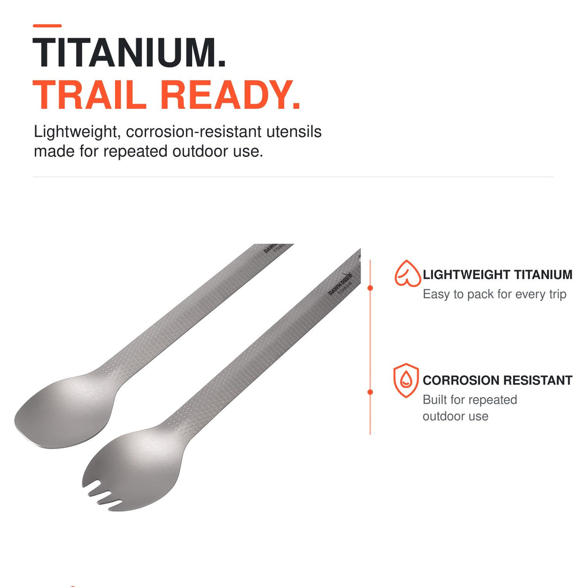 DAWN DEER 3-in-1 Titanium Camping Spoon and Spork Set, 6.3-Inch