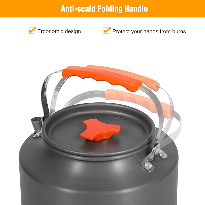 REDCAMP 2L Outdoor Camping Kettle, Aluminum Water Pot with Carrying Bag, Compact Lightweight Camp