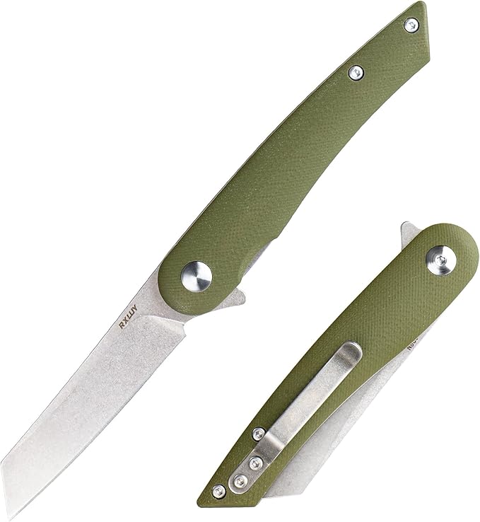 Folding Pocket Knife, 2.79??14C28N Steel Blade Micarta Handle Flipper Liner Lock Small Praxis EDC