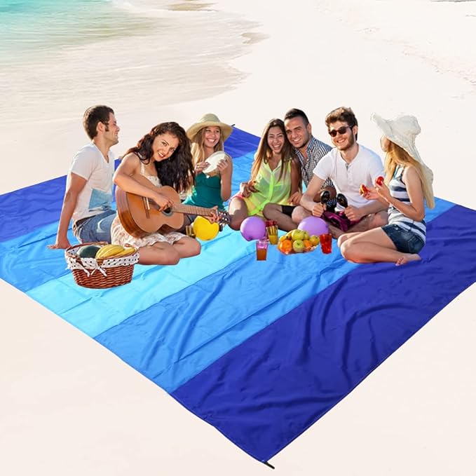 Beach Blanket Waterproof Sandproof Beach Mat 79" X 83"/10'x9'for 2-8 Adults Quick Drying Outdoor