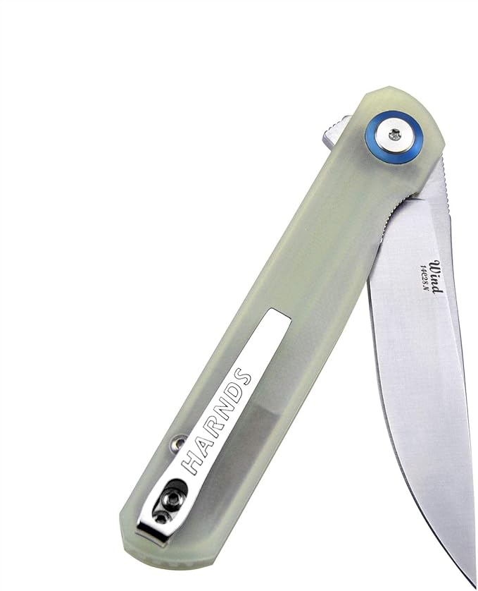 Wind Pocket Knife Flipper Sandvik Steel G10 Handle Folding Knife Ball Bearing with 2-Position Clip