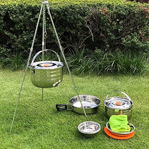 CAMPINGMOON Camping Cookware Set Stainless Steel Outdoor Nesting Cooking Mess Kit Pots Pans Bowls