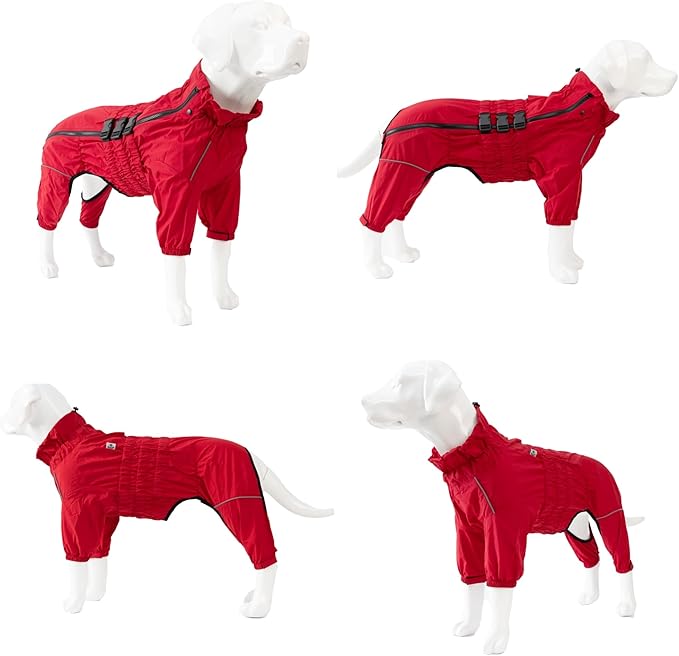 Dogs Waterproof Jacket, Lightweight Waterproof Jacket Reflective Safety Dog Raincoat Windproof