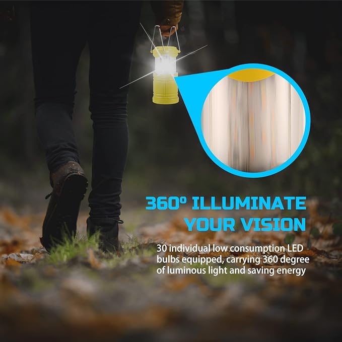 Lichamp 4 Pack LED Camping Lanterns, Collapsible Flameless Candles Tea Lights, Portable Battery