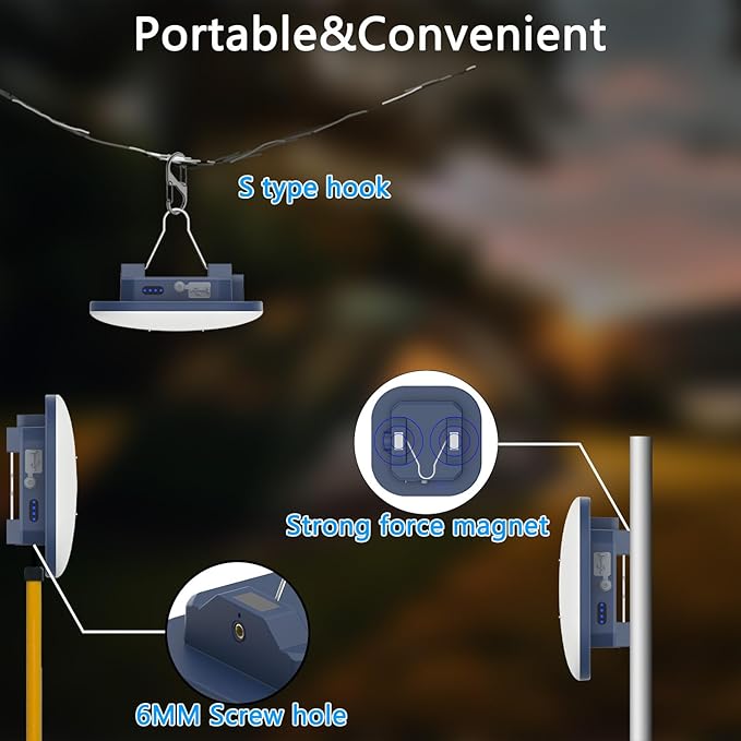 Rechargeable Camping Light TeiNewBy 4000LM 16500mAh up to 10-60 Hours Running, 5 Light Modes,LED