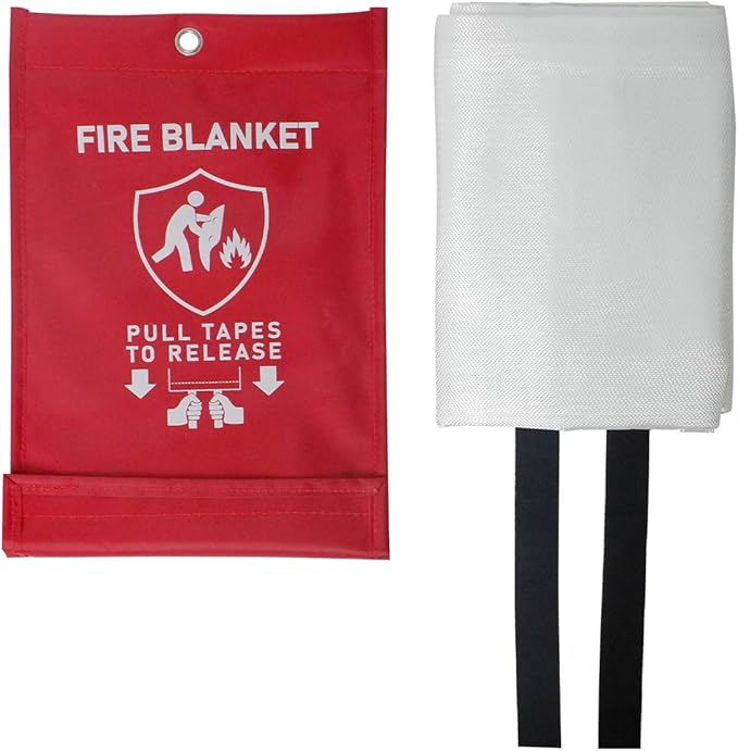 Emergency Fire Blanket for Home Kitchen 40"x40" 2 Pack with Gloves and Hooks Flame Suppression