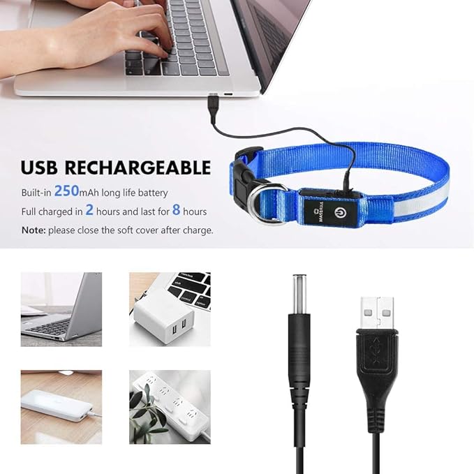 MASBRILL Light Up DogCollars-Rechargeable LED Dog Collar-Waterproof Night Walking Glowing Dog