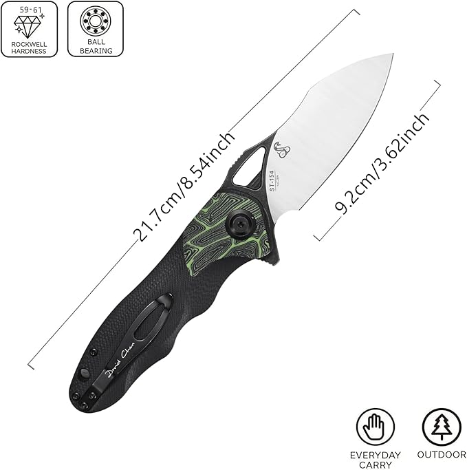 Sitivien ST154 Folding Knife, Sandvik 14C28N Steel Blade with G10 Handle,Chinese Zodiac Series EDC