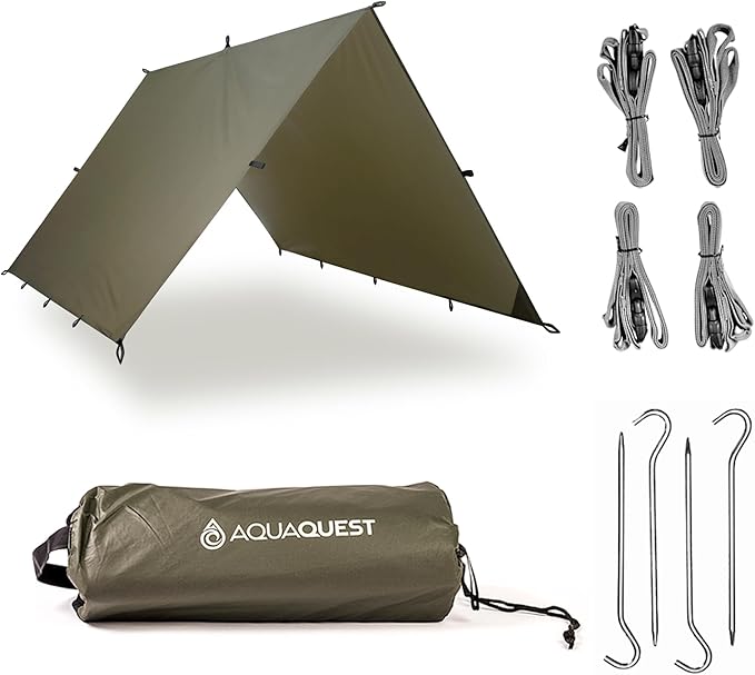 AquaQuest Guide Tarp ??Ultralight Waterproof (5,000 mm) Seam-Taped 40D Ripstop Rain Fly for