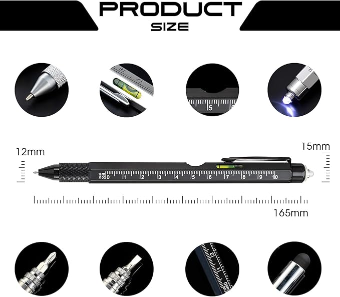Christmas Gifts Stocking Stuffers for Men,Multitool Pen 9 in 1 Innovative Gift for Men,with LED