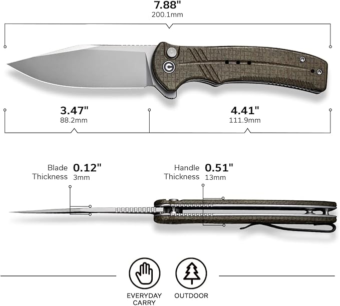 CIVIVI Folding Pocket Knife,Cogent Knife 14C28N Blade Green Micarta Handle for EDC C20038D-5