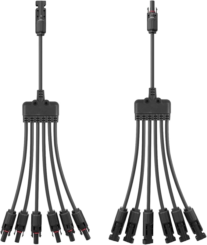 1 Pair Solar Connectors Y Branch,1 to 6 Solar Parallel Connector for Solar Panels,30A 1000V Solar