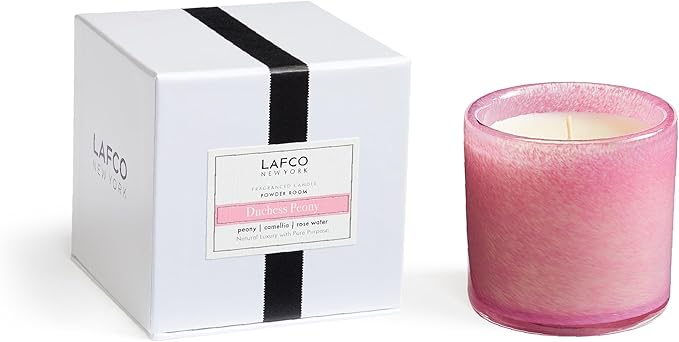 LAFCO New York Classic Candle, Duchess Peony - 6.5 oz - 50-Hour Burn Time - Reusable, Hand Blown