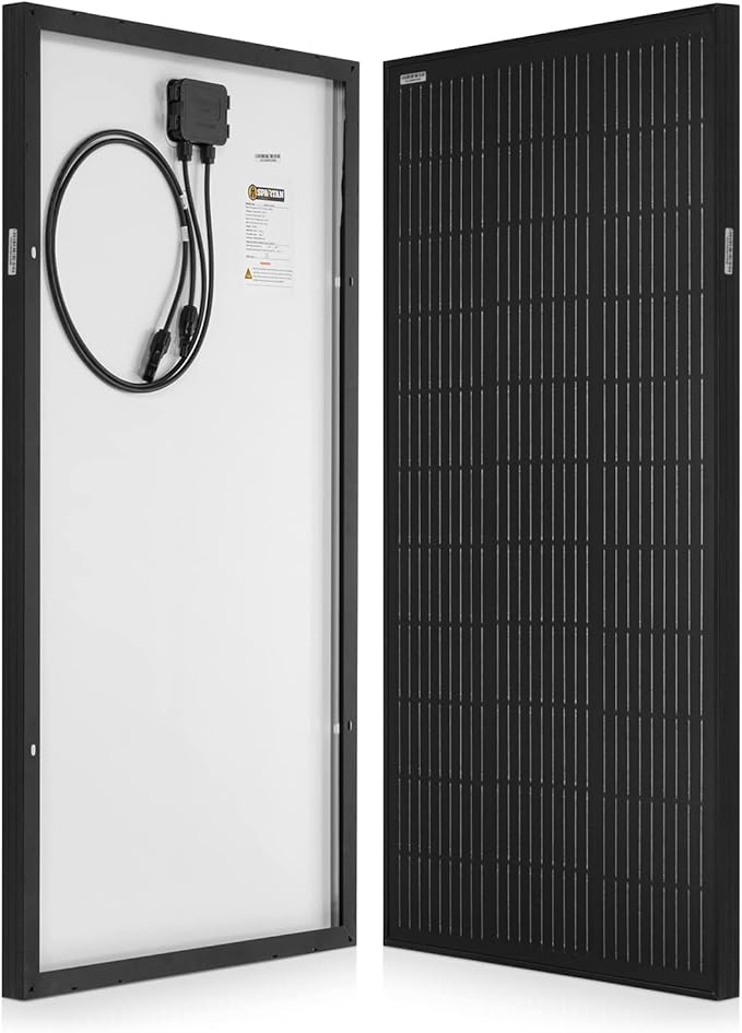 Spartan Power 100 Watt Solar Panel 9 Bus Bar Black Mono Great for RV, Trailer, Camper, Boat, Cabin