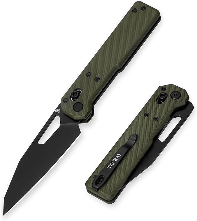 Tarcus Folding Pocket Knife, 3.5" D2 Steel DLC Blade G10 Handle, Lightweight EDC Knife with