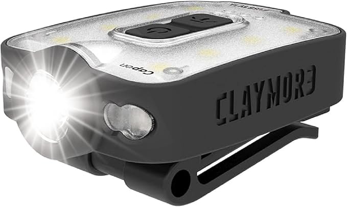 Claymore Capon 40B Black Clip-On Cap Light ??USB-C Rechargeable 230LM LED Headlamp | 3 Light Modes