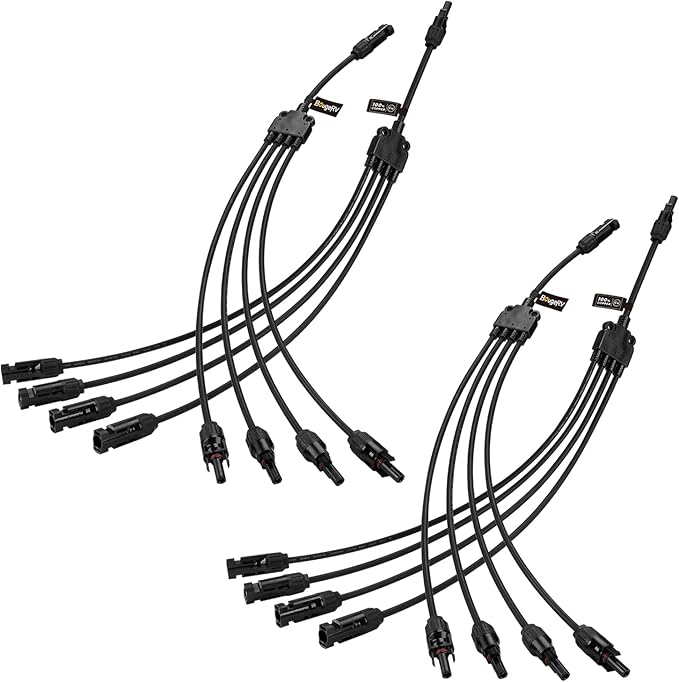 BougeRV Solar Y Branch Connectors Extra Long Solar Panel Parallel Connectors 1 to 4 Solar Cable