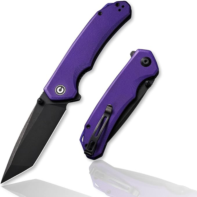 CIVIVI Brazen Folding Pocket Knife,3.5-Inch Tanto D2 Plain Blade,G-10 Outdoor Camping Hiking Knife