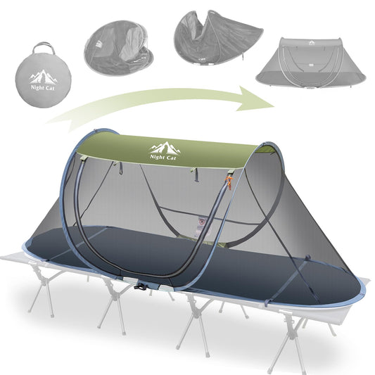 Night Cat Pop-up Mosquito Tent: 1 Person Camping Tent with Bug Screen Net Adults Fits for Camping