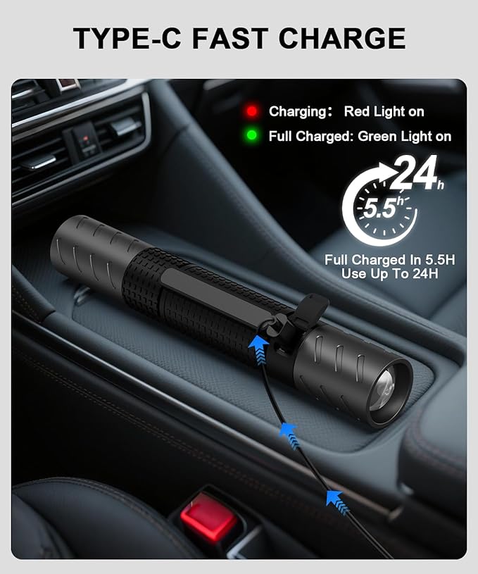 USB C Rechargeable Flashlight High Lumens-Super Bright Magnetic LED Flashlights with Screwdriver