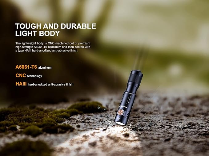 EdisonBright Fenix E05R 400 Lumen USB Rechargeable EDC Keychain Flashlight Charging Cable Carrying