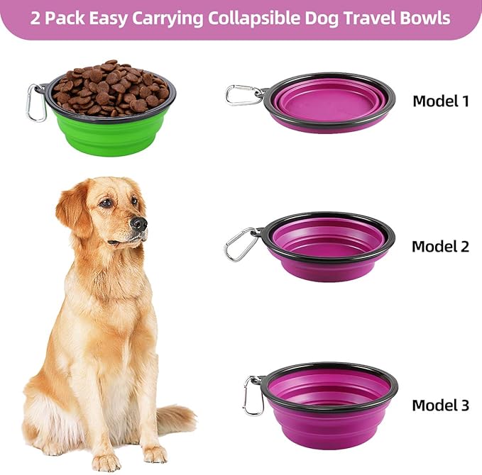 Kytely Large Collapsible Dog Bowls 2 Pack, 34oz Foldable Dog Travel Bowl, Portable Pet Water Food
