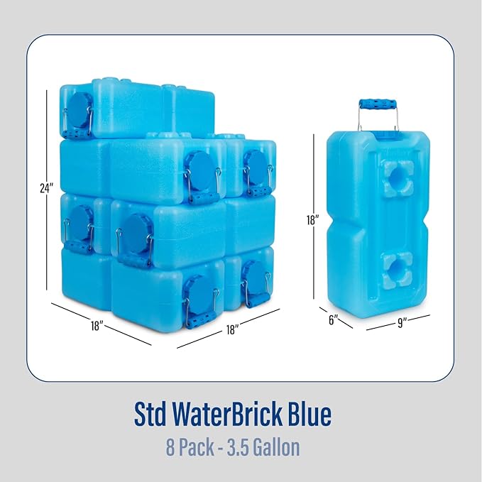 WaterBrick International Water Storage Containers for Emergency Water Storage | 6-Pack of Stackable